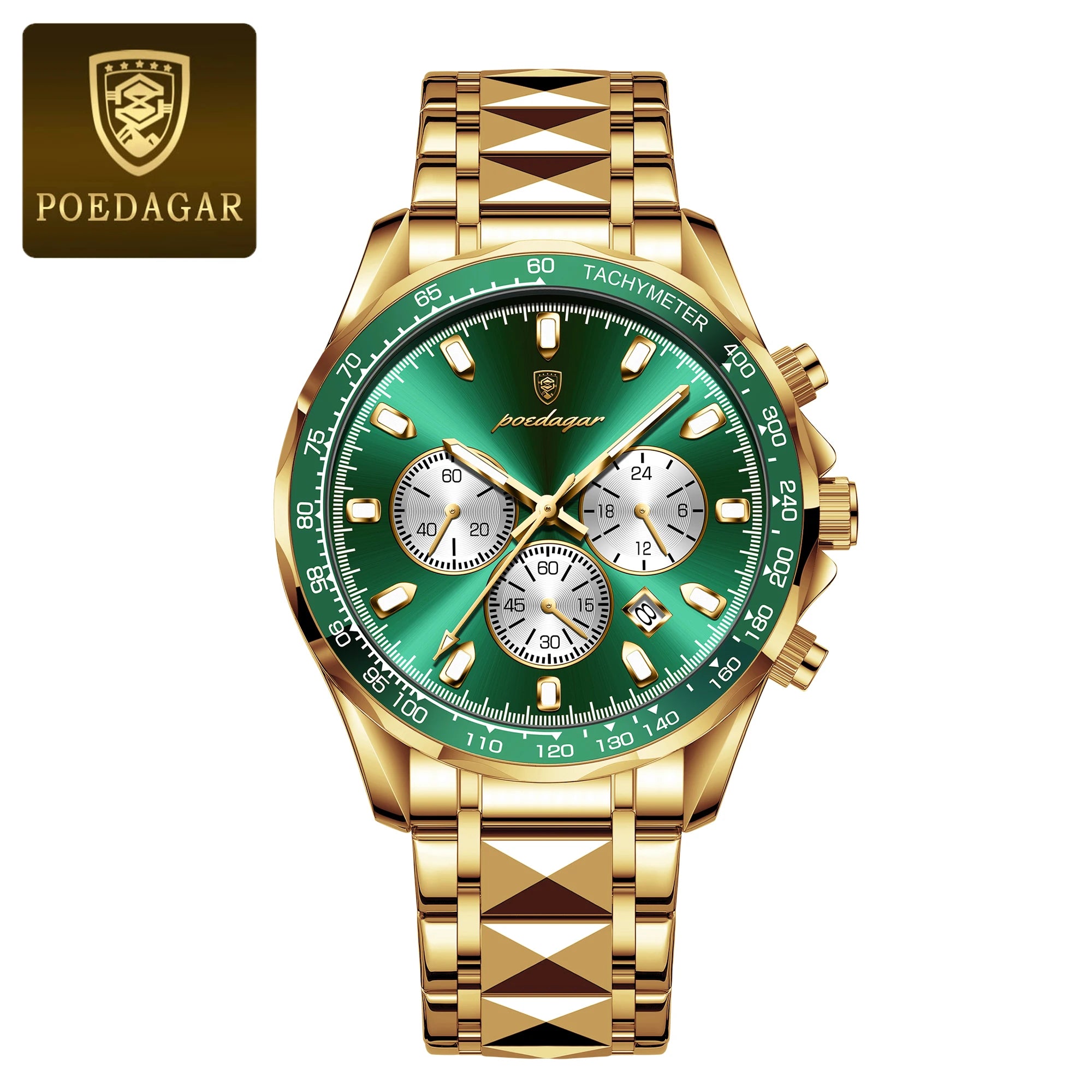 POEDAGAR Luxury Men’s Quartz Watch – Waterproof Luminous Stainless Steel Chronograph with Date