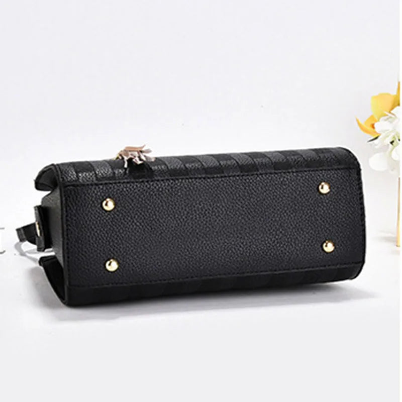 Women’s PU Leather Bucket Shoulder Bag – Solid Pattern Party Handbag with Zipper Closure & Flap Pocket