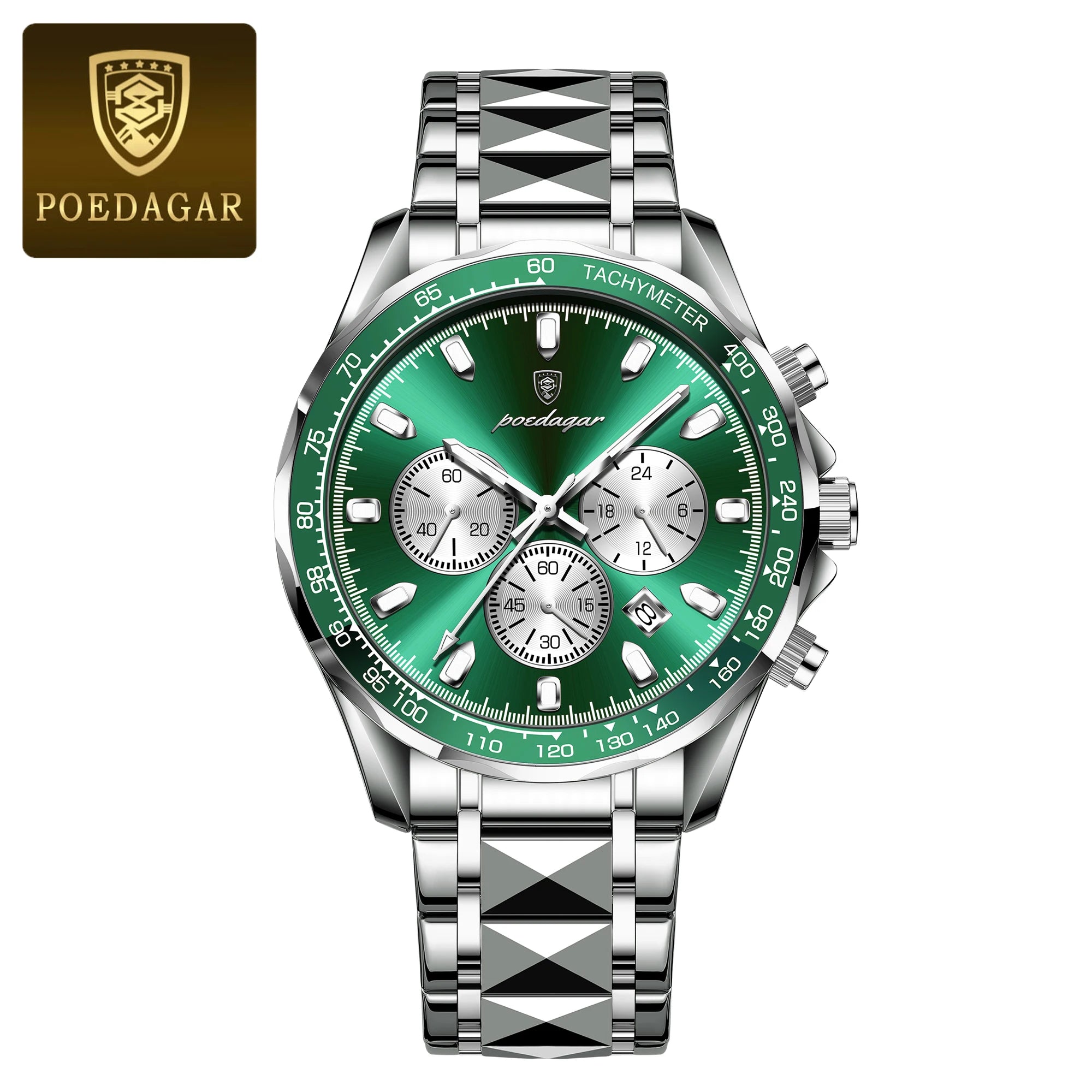 POEDAGAR Luxury Men’s Quartz Watch – Waterproof Luminous Stainless Steel Chronograph with Date