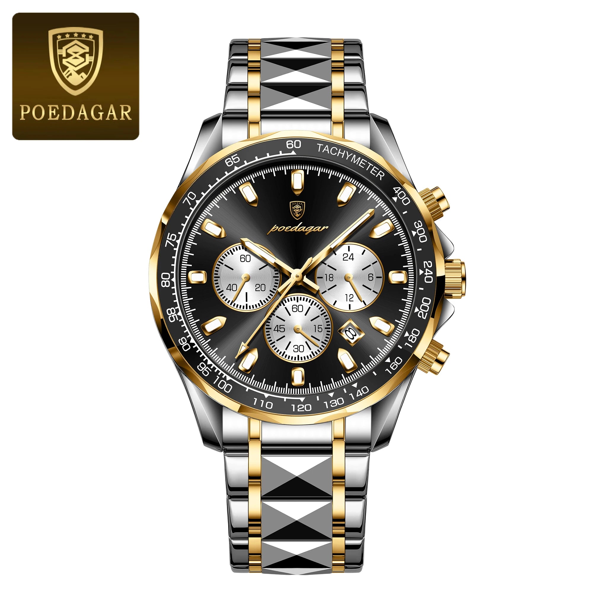 POEDAGAR Luxury Men’s Quartz Watch – Waterproof Luminous Stainless Steel Chronograph with Date