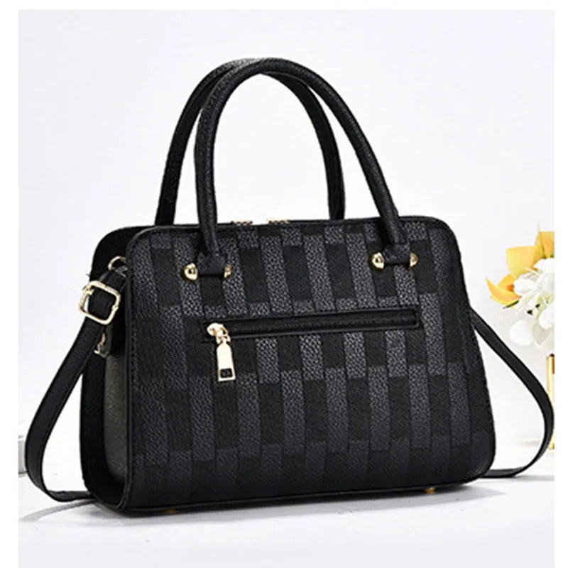 Women’s PU Leather Bucket Shoulder Bag – Solid Pattern Party Handbag with Zipper Closure & Flap Pocket