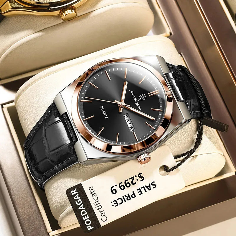 Men’s Quartz Wristwatch | Stainless Steel Fashion Watch with Luminous Hands, Calendar & Water Resistance – Tosworth Exclusive