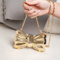 Women’s Mini Metallic Heart-Shaped Clutch – Fashion Chain Handbag with Hasp Closure