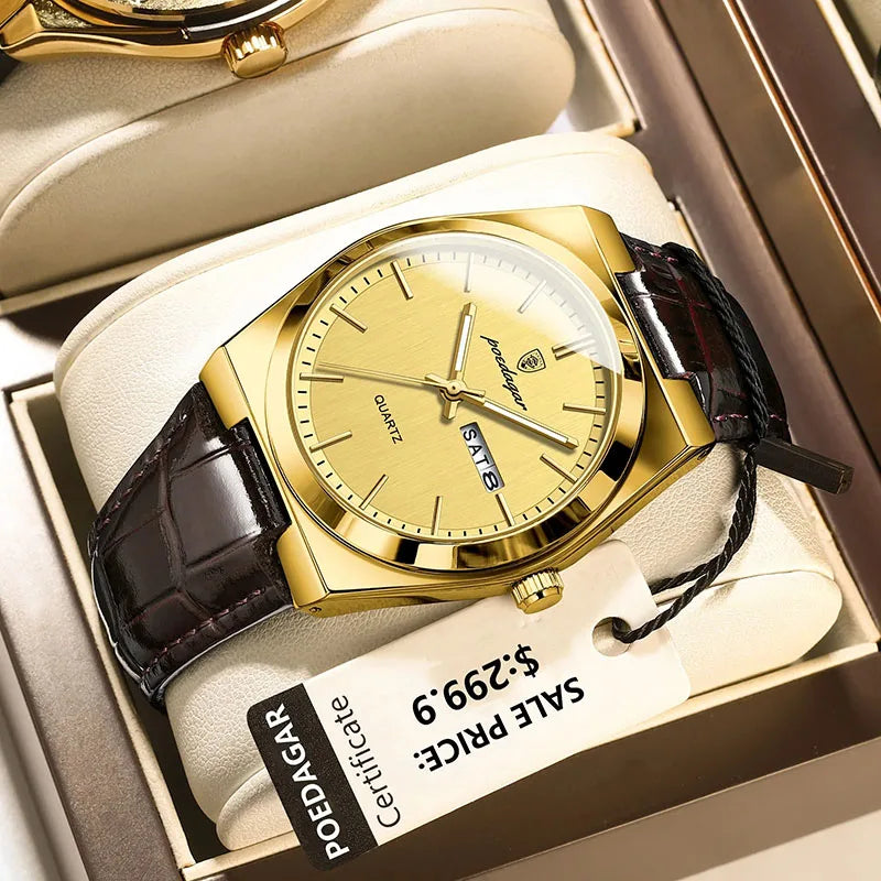 Men’s Quartz Wristwatch | Stainless Steel Fashion Watch with Luminous Hands, Calendar & Water Resistance – Tosworth Exclusive